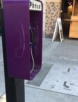 Downtown Berkeley Payphone in purple pedestal